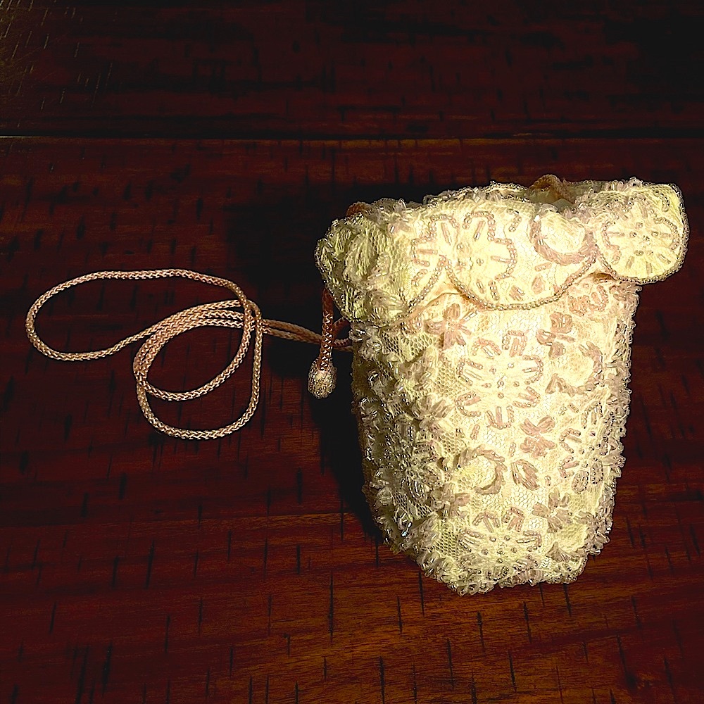 Pink Beaded Embroidered Crossbody Mini Bag